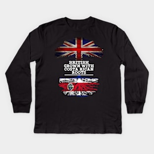 British Grown With Costa Rican Roots - Gift for Costa Rican With Roots From Costa Rica Kids Long Sleeve T-Shirt